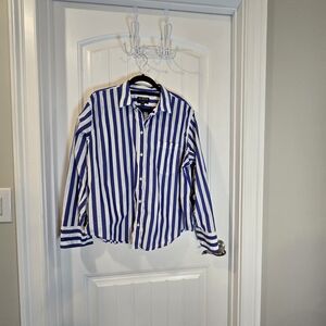 J. Crew Blue and White Striped Button-Down Shirt